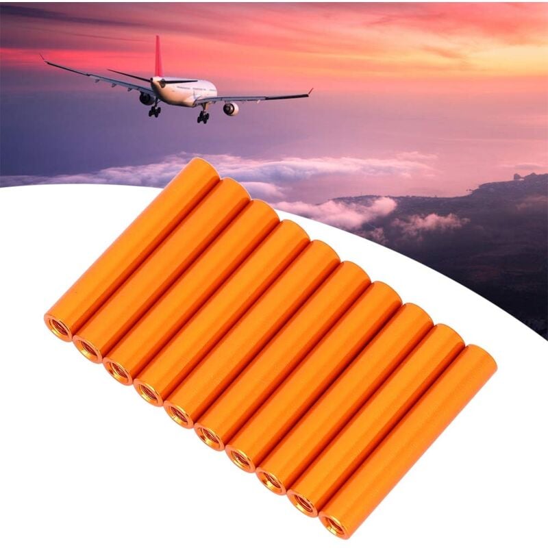 foto del prodotto zoternen distanziatori rotondi, 10 pezzi m3 x 30 mm, barre di montaggio in alluminio per aeromobili, quadricotteri, arancioni