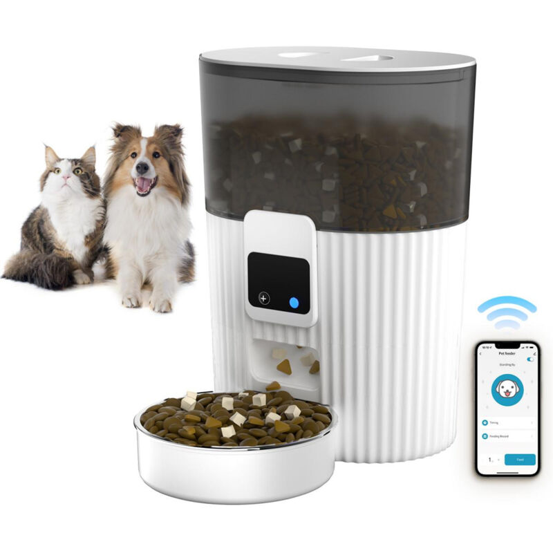 foto del prodotto zoternen distributore automatico di cibo per animali domestici con mangiatoia per gatti wifi da 2,4 ghz per cani e gatti con ciotola in acciaio