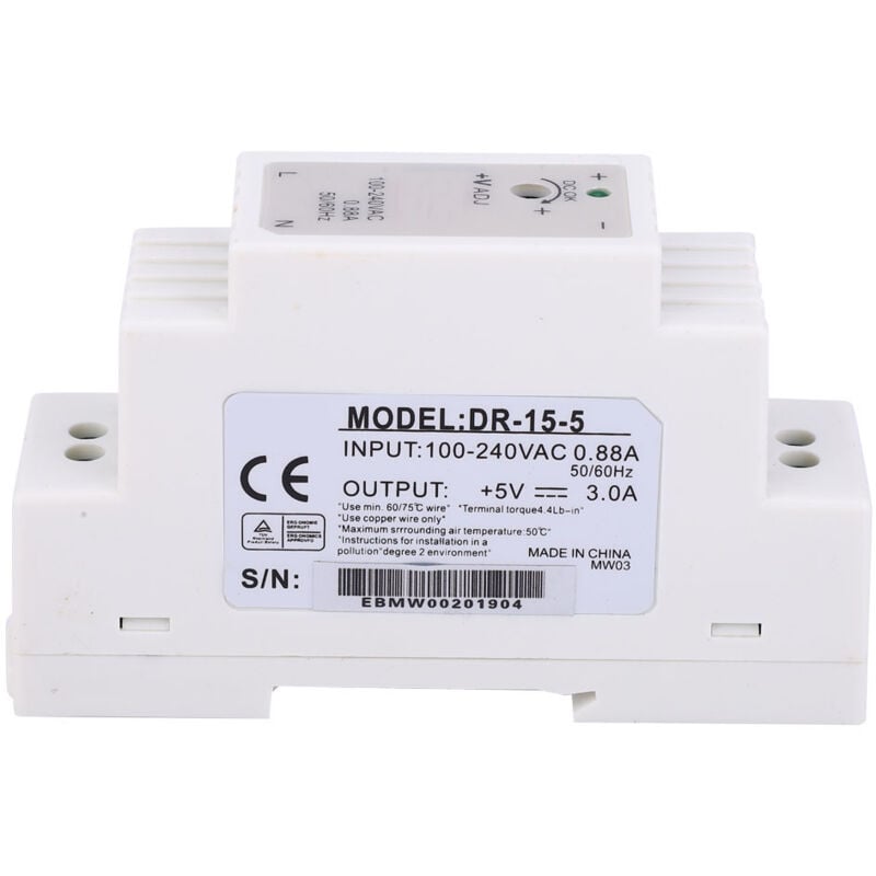 foto del prodotto zoternen dr 15 5 alimentatore switching a uscita singola su guida din 15 w 5 v 3 a