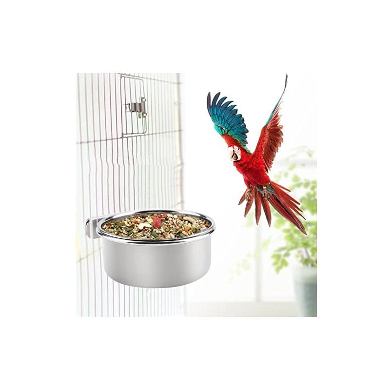 foto del prodotto zoternen ftvogue mangiatoie per uccelli selvatici regolabili e sospese, con ciotola per acqua e cibo, in acciaio inox, per pappagalli e