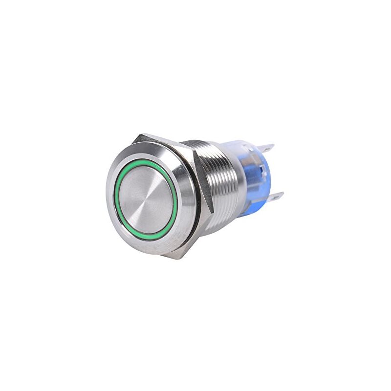 foto del prodotto zoternen interruttore a pulsante led impermeabile keenso da 19 mm, 12 v 24 v, in acciaio inossidabile, con blocco on off, 1 no 1 nc verde 