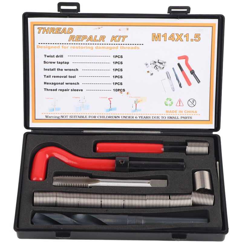 foto del prodotto zoternen kit assortimento di accessori per riparazione filettatura femmina da 15 pezzi inserti filettati m14x1,5