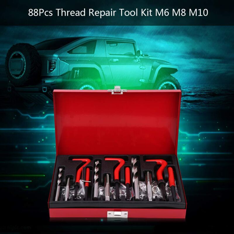 foto del prodotto zoternen kit di riparazione filettature per auto da 88 pezzi, inserti in pollici, set di inserti per maschi m6, m8, m10