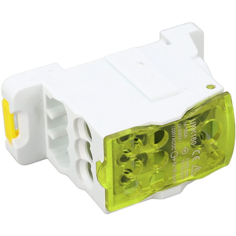 foto del prodotto zoternen morsettiere per guida din, 160 a, 690 v, connettori, blocco di distribuzione, scatola di derivazione di potenza giallo 