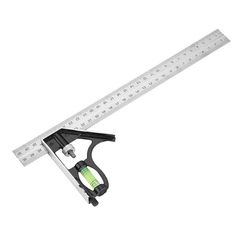 foto del prodotto zoternen righello angolare combinato, 300 mm, 12 pollici, righello angolare regolabile in acciaio inossidabile e lega di zinco, strumento di