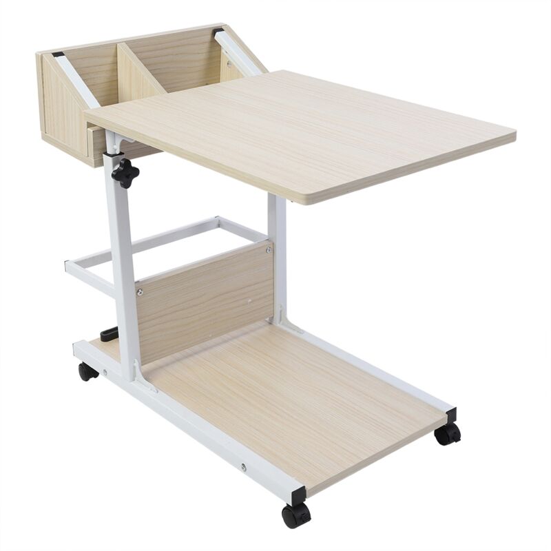 foto del prodotto zoternen scrivania portatile multifunzionale rimovibile per laptop con ruote cassetto letto divano libri snack bianco