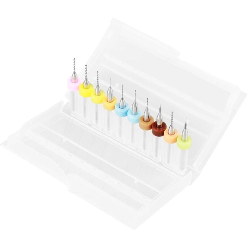 foto del prodotto zoternen set di 10 micro trapani, punte per micro trapani da 0,1 1,0 mm, set di punte per incisione in carburo per schede di stampa pcb.