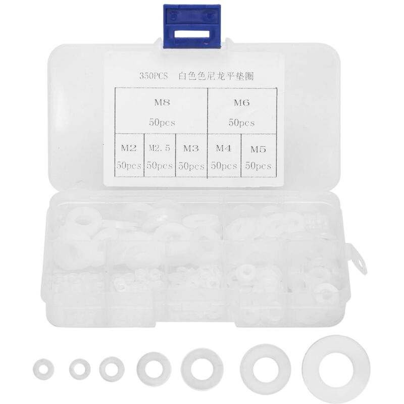 foto del prodotto zoternen set di 350 guarnizioni o ring in silicone bianco, guarnizioni piatte, m2 m2,5 m3 m4 m5 m6 m8