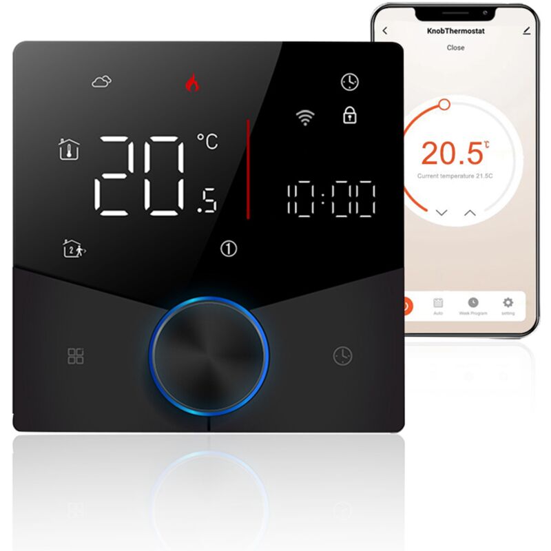 foto del prodotto zoternen termostato intelligente tuya wifi, termostato digitale programmabile settimanale con controllo vocale con colori variabili per