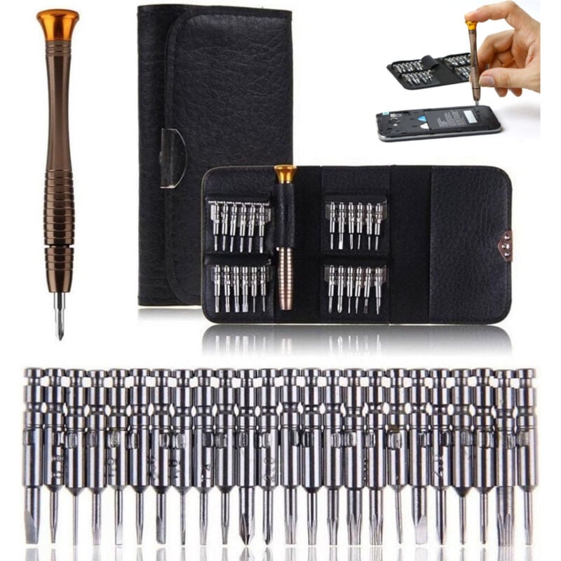 foto del prodotto zqyrlar mini cacciavite di precisione 25 in 1 kit di strumenti di riparazione per cacciaviti di precisione, per cellulare, laptop, orologio,