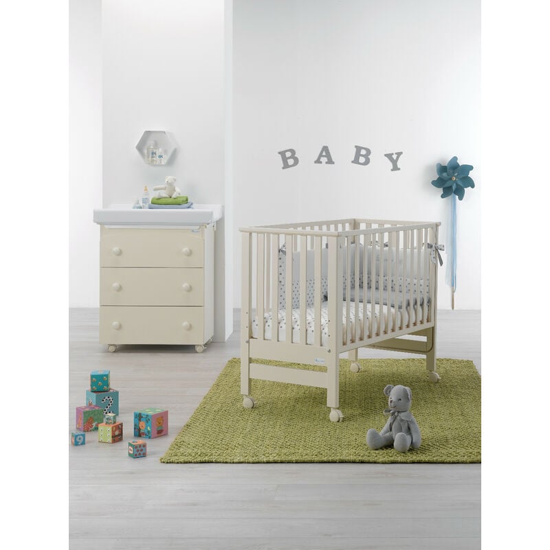 foto del prodotto zstyle lettino contact azzurra design avorio lettino per neonati sponde regolabili culla per bambini barriera di sicurezza in legno