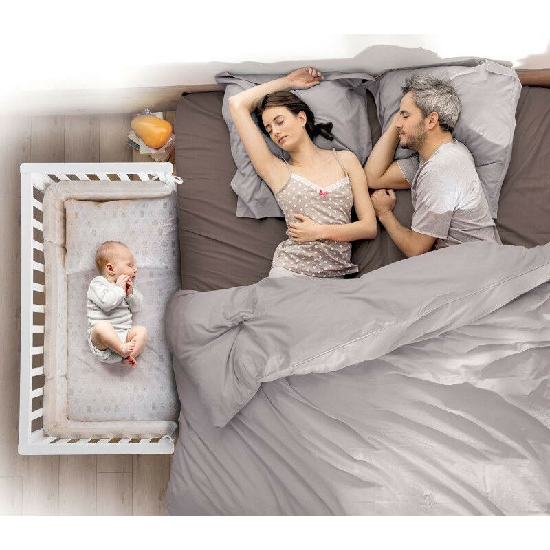 foto del prodotto zstyle lettino contact azzurra design bianco lettino per neonati sponde regolabili culla per bambini barriera di sicurezza in legno