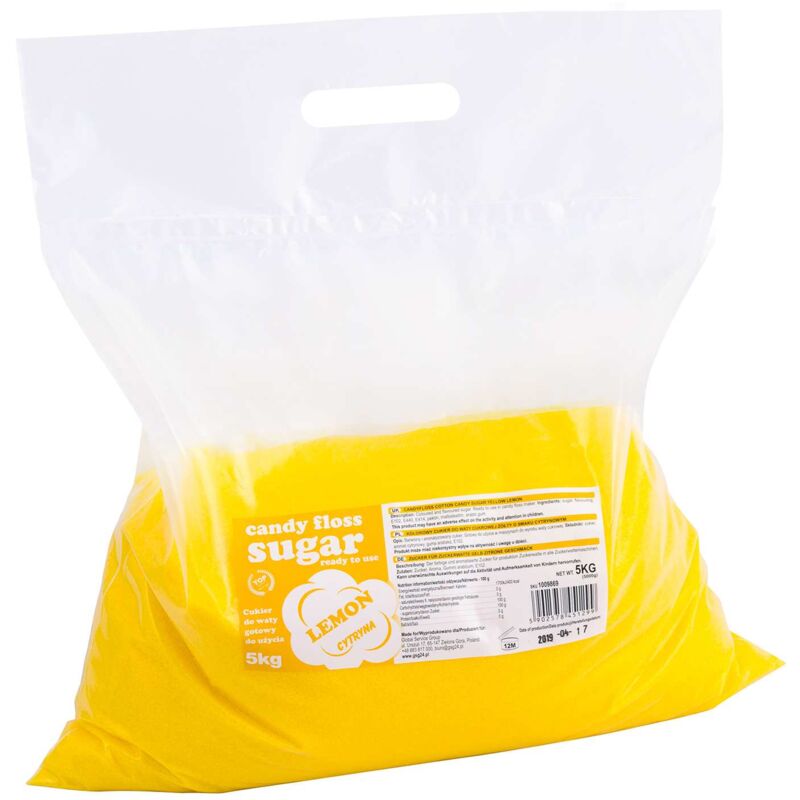 foto del prodotto zucchero colorato aromatizzato per zucchero filato giallo al gusto di limone 5kg
