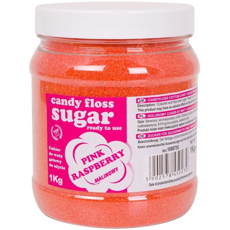 foto del prodotto zucchero colorato per zucchero filato, rosa, gusto lampone, 1 kg
