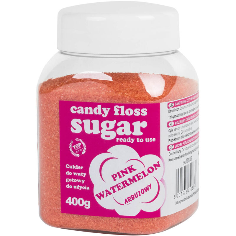foto del prodotto zucchero colorato rosa per zucchero filato al gusto di anguria 400g