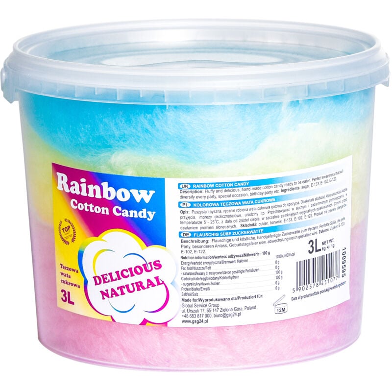 foto del prodotto zucchero filato arcobaleno 3l