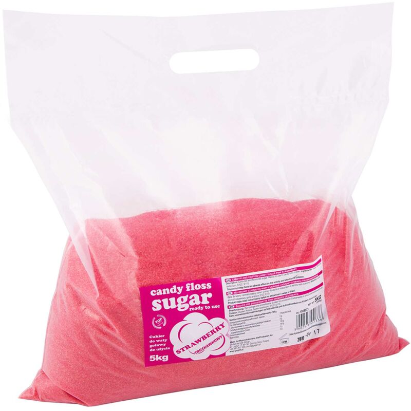 foto del prodotto zucchero filato colorato aromatizzato rosso al gusto di fragola 5kg