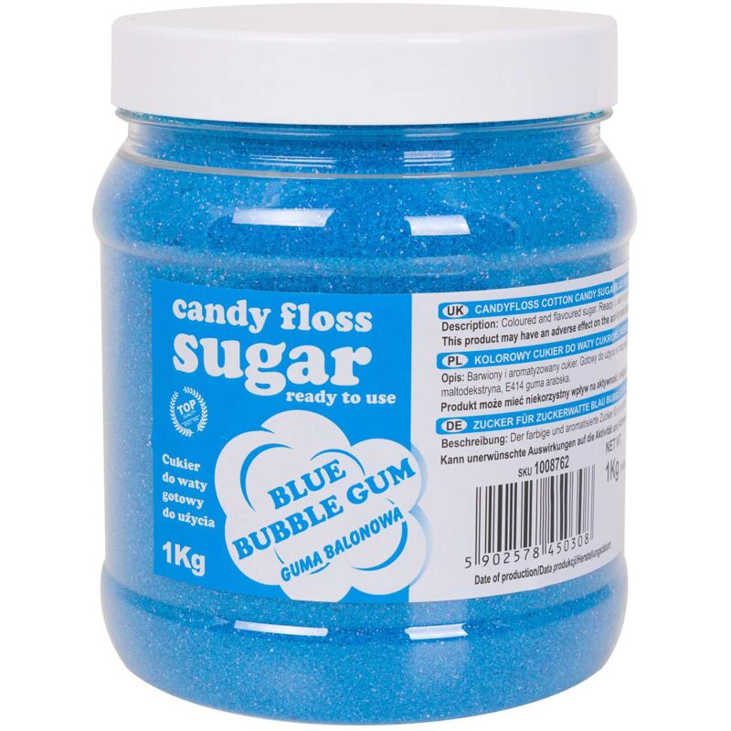 foto del prodotto zucchero filato colorato blu al gusto bubble gum 1kg
