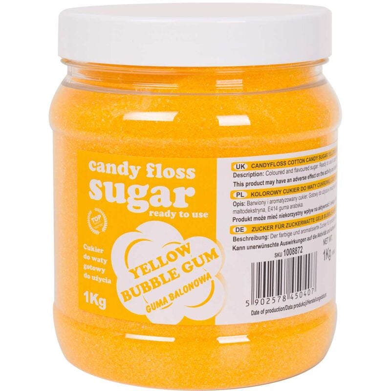 foto del prodotto zucchero filato colorato giallo al gusto bubble gum 1kg