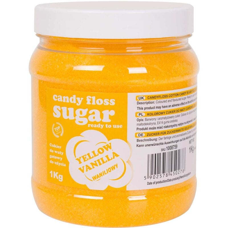 foto del prodotto zucchero filato colorato, giallo, aroma vaniglia, 1 kg