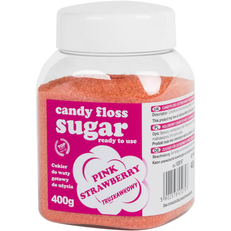 foto del prodotto zucchero filato colorato rosa zucchero al gusto fragola 400g