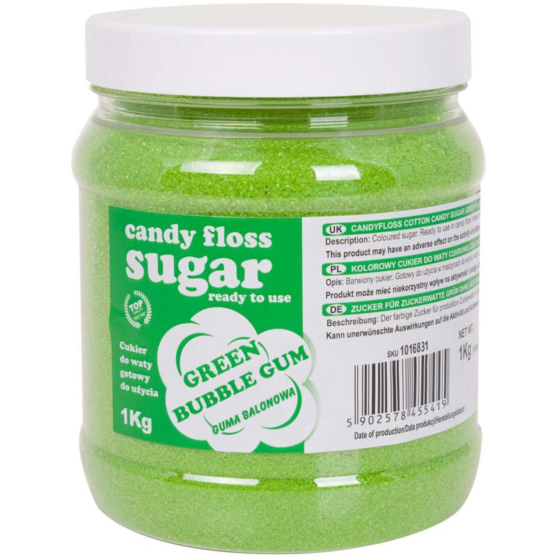 foto del prodotto zucchero filato colorato verde al gusto bubble gum 1kg