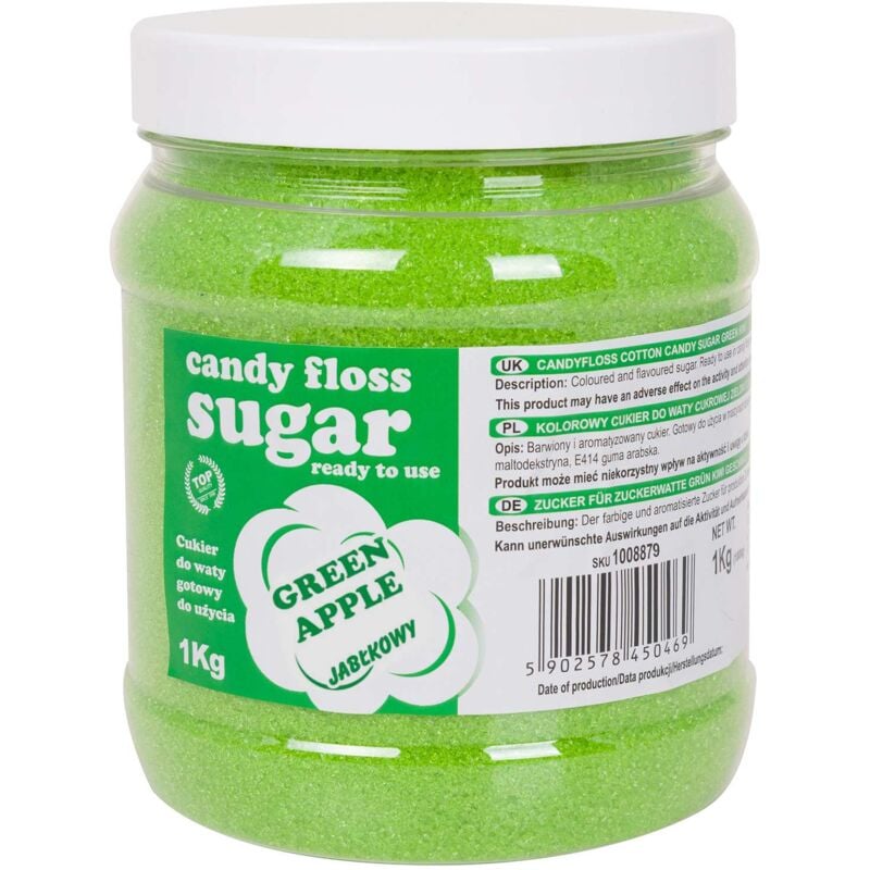 foto del prodotto zucchero filato colorato, verde, gusto mela, 1 kg