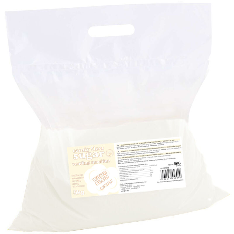 foto del prodotto zucchero per la macchina per lo zucchero filato, granulazione 0,8 1,2mm, aroma naturale, bianco 5kg