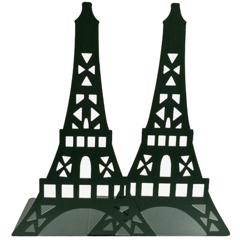 foto del prodotto zvd 1 pair decorative metal eiffel tower bookends for bookshelf, office, etc. black