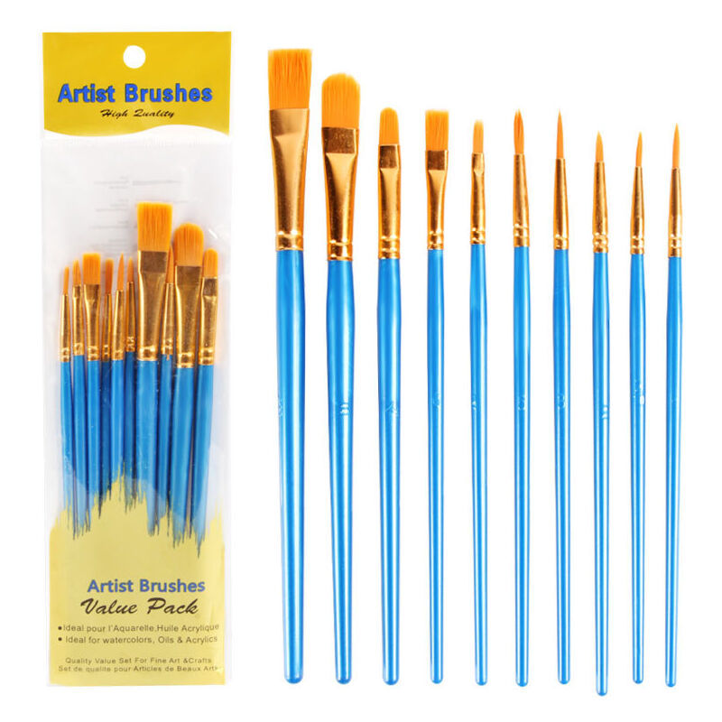foto del prodotto zvd 10 pezzi pennelli per pittura acrilica pennelli per artisti in nylon con pennino liscio pennello per acquerello per bambini