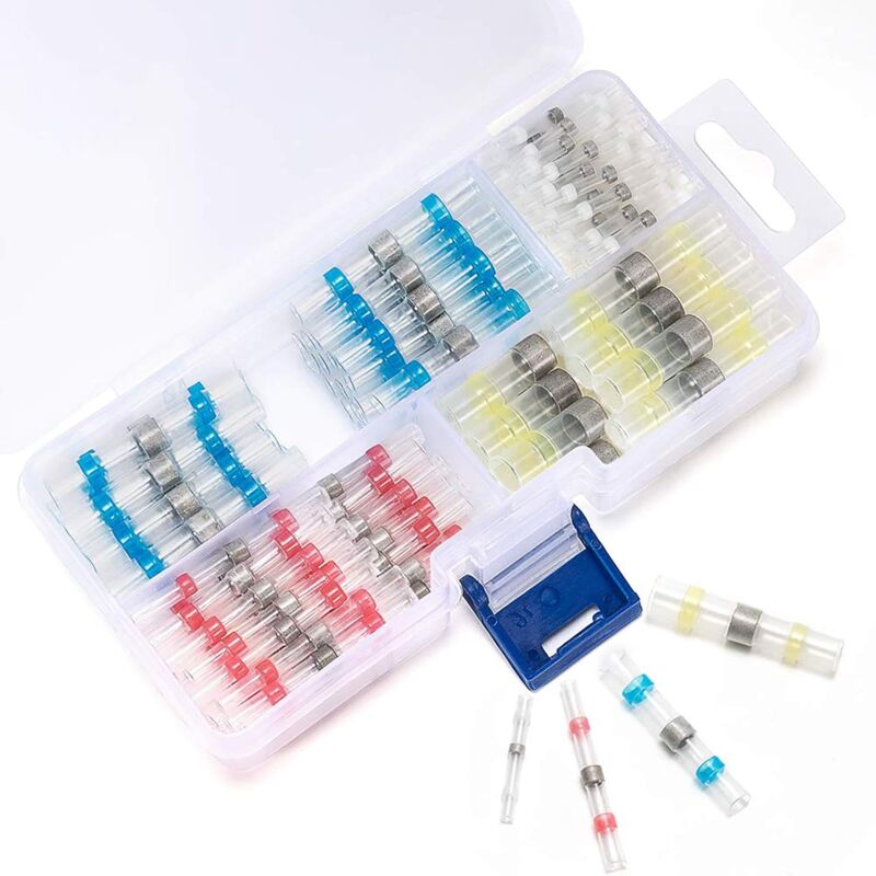 foto del prodotto zvd 100 pezzi connettori termorestringenti per saldatura 4 diverse misure connettori per cavi assortimento