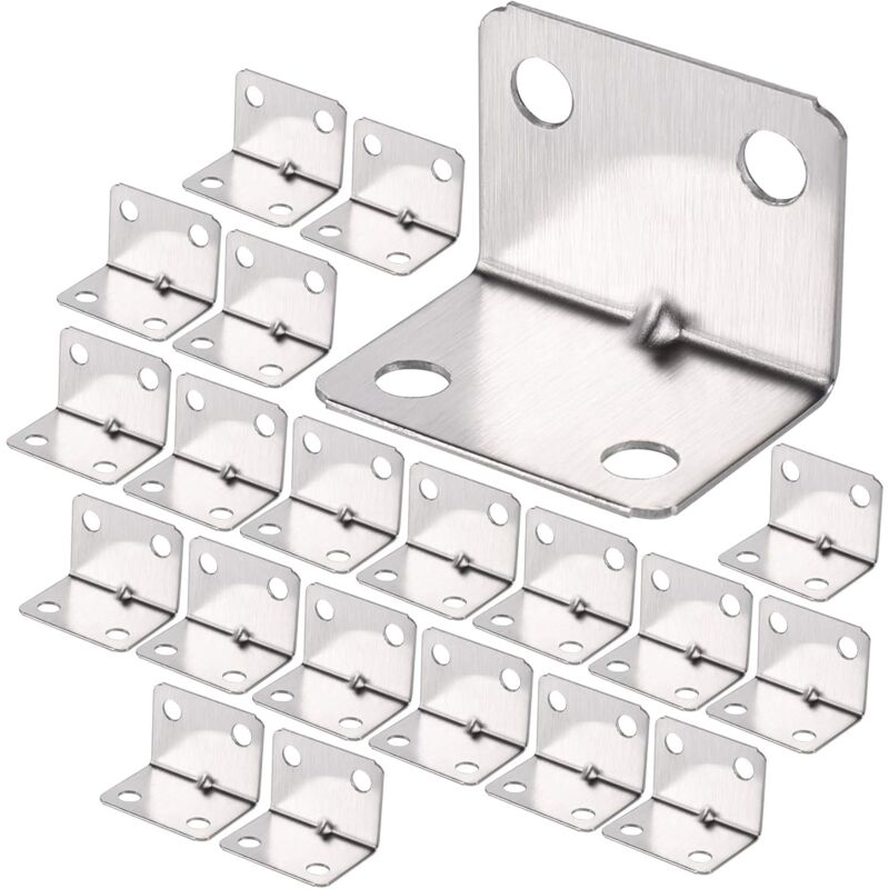 foto del prodotto zvd 100pcs stainless steel corner bracket, heavy duty 90 degree bracket, right angle bracket, small fixing bracket for wood, right angle bracket