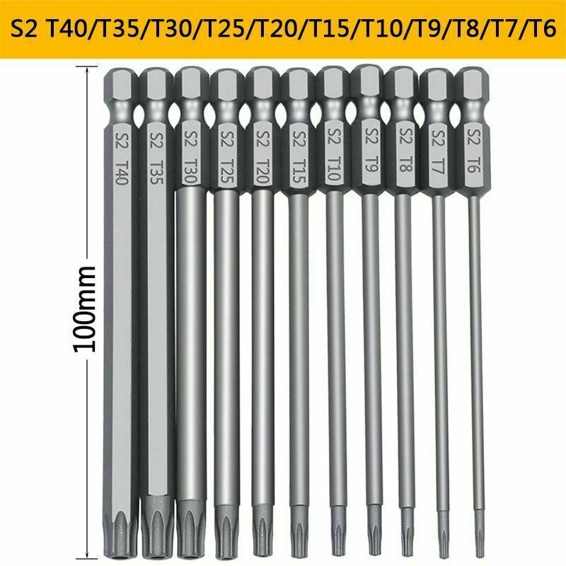 foto del prodotto zvd 11 pezzi punte per cacciavite esagonali di precisione torx 100 mm 1 4 pollici t6 t40 magnetiche testa lunga