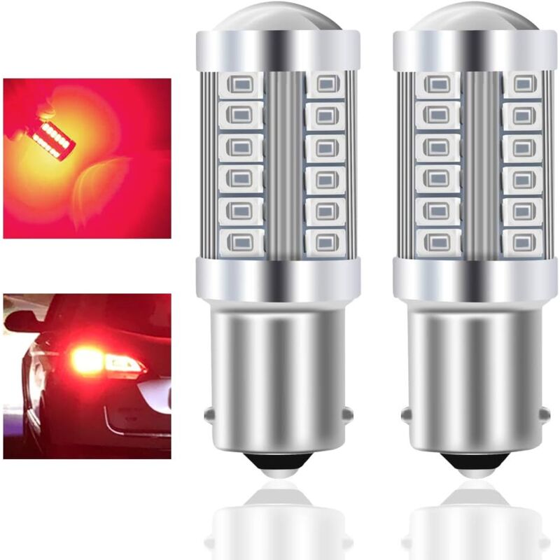 foto del prodotto zvd 1156 ba15s p21w 1141 7506 lampadine led per auto rosse 900lm ultra luminose 5730 33smd led luci di stop, retromarcia, fendinebbia, posizione,