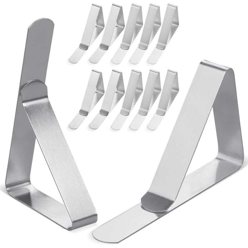 foto del prodotto zvd 12 fermagli per tovaglia in acciaio inox, fermaglio per tovaglia triangolare, fermaglio fisso per tovaglia antiscivolo