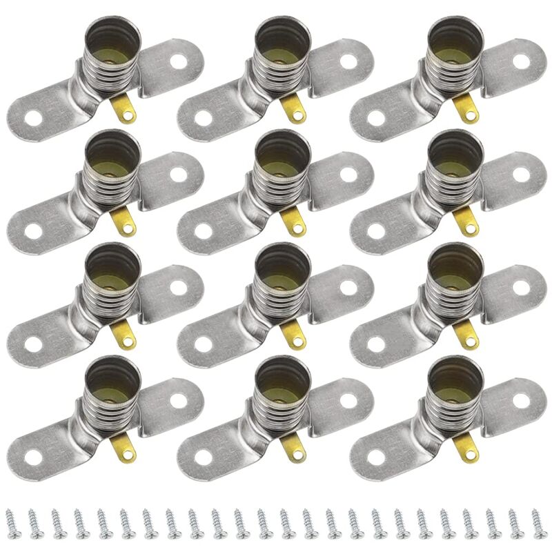 foto del prodotto zvd 12 pack e10 socket for screw light bulbs 4 x 1.8 cm silver metal led lamps socket base small e10 lamp holder for experiments electrical