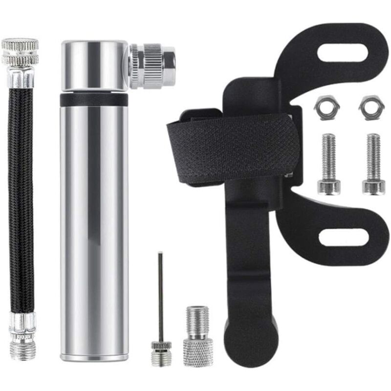 foto del prodotto zvd 120 psi high pressure aluminum alloy mini portable bike pump compatible with and for road bike, mountain bike and sports ball, silver