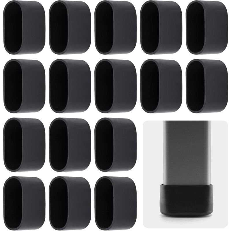 foto del prodotto zvd 16 pezzi tappo per gamba sedia protezione per gamba sedia protezione per pavimento tappi per piedi tappo in plastica 38 x 20 mm nero