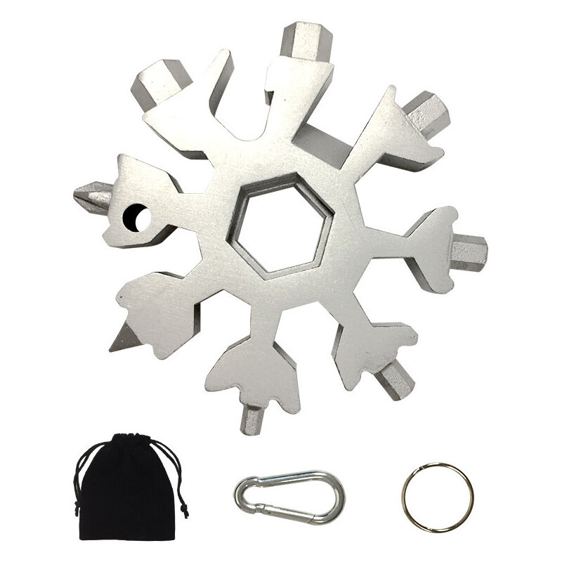foto del prodotto zvd 18in1 snowflake multi tool,snowflake shape screwdriver bottle opener keychain for daily travel camping multifunction tools