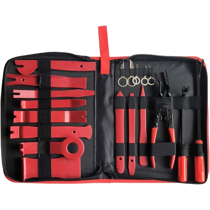 foto del prodotto zvd 19 pieces trim tools, tough auto removal tool with clip puller for panel accessories door radio car dashboard installer pry tool