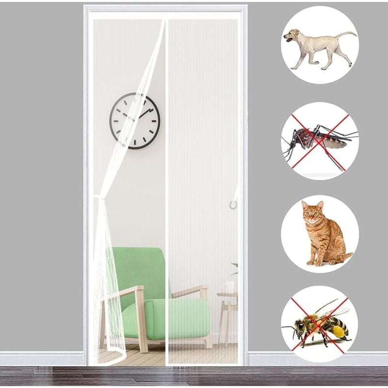 foto del prodotto zvd 1pcs mosquito net door window magnetic 80x210cm 31x83inch fly screen door custom mosquito net door fly screen for hallways, doors, white