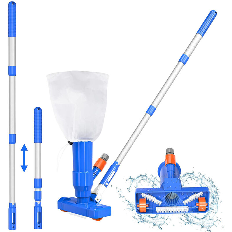foto del prodotto zvd 1pcs upgraded pool vacuum kit, portable pool vacuum pond with brush, leaf bag and 40 pole ideal for above ground and inflatable pool, spa,