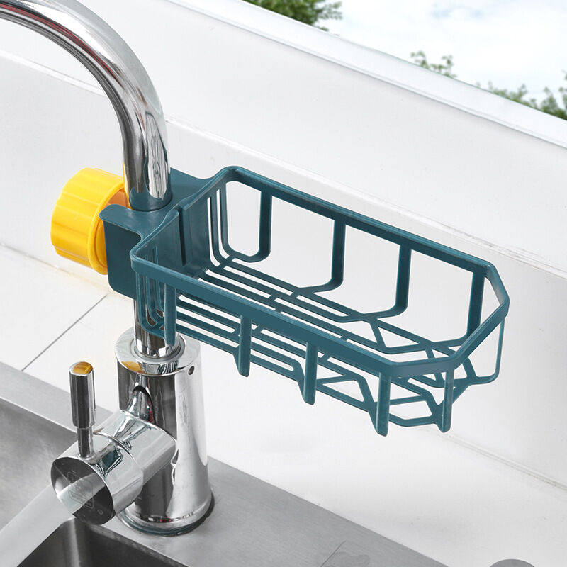 foto del prodotto zvd 1x kitchen sink drainer, sponge storage faucet holder soap drain rack basket