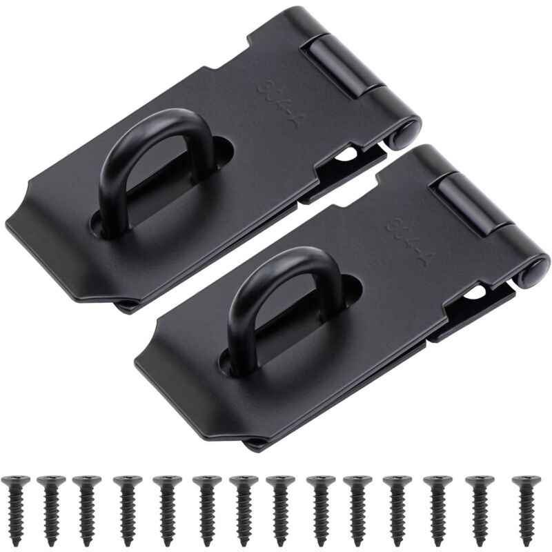 foto del prodotto zvd 2 pack 3 inch stainless steel padlock, heavy duty hasp and staple with screws, shed door catch, gate latch, staple padlock, black