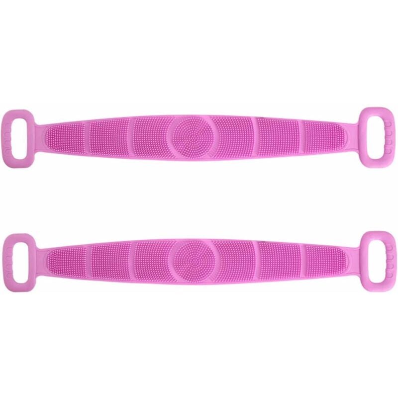 foto del prodotto zvd 2 pack bath brush, silicone back brush, body brush, bath scrubber, back scrubber, tub, shower, 72cm length purple 