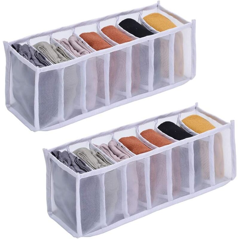 foto del prodotto zvd 2 pack drawer organizers, underwear, socks, storage boxes, wardrobe organizers, closet, home, space saver white 