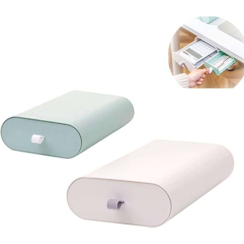 foto del prodotto zvd 2 pack invisible storage boxes, desk drawer, storage paste desktop storage box stationery storage box pen holder office neat multifunctional