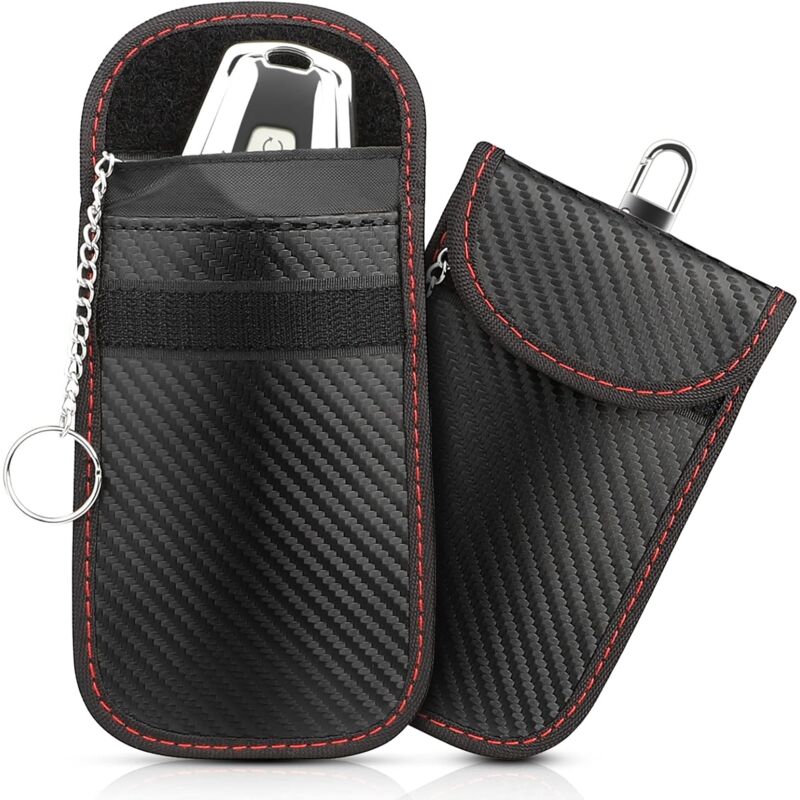 foto del prodotto zvd 2 pack portable signal blocking faraday pouch bag, anti rfid car key pouch, anti rfid car key pouch, theft protection anti vehicle remote
