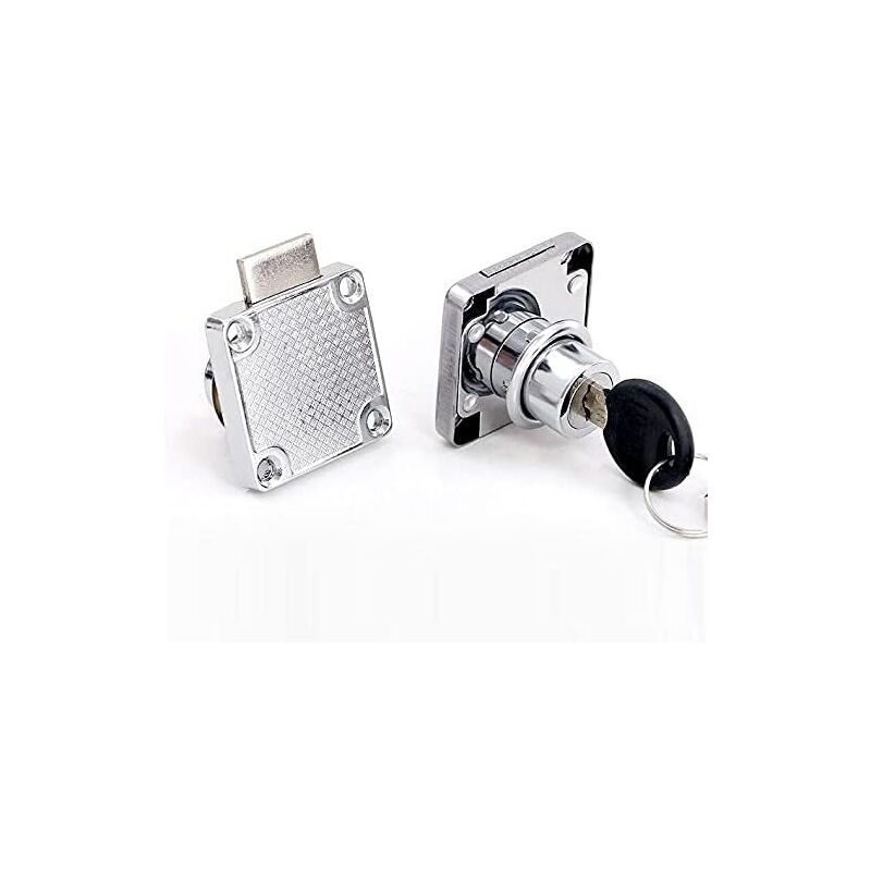 foto del prodotto zvd 2 pack zinc alloy cam lock silver plated square furniture drawer cupboard door locks with 4 keys 32x32mm
