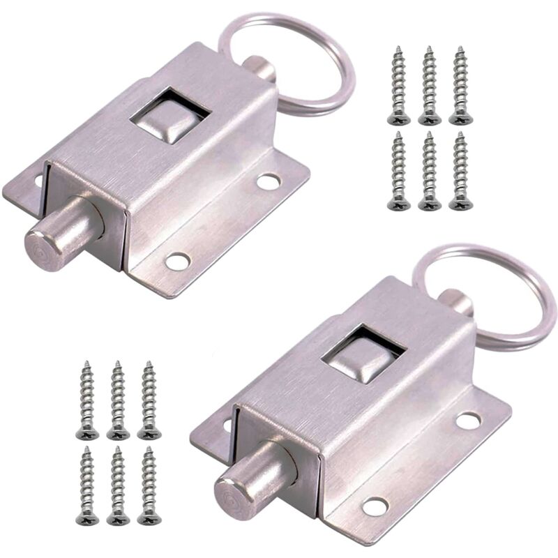 foto del prodotto zvd 2 pcs spring bolts, automatic sliding latch, stainless steel sliding spring bolt, with screws, for bathroom bedroom toilet door